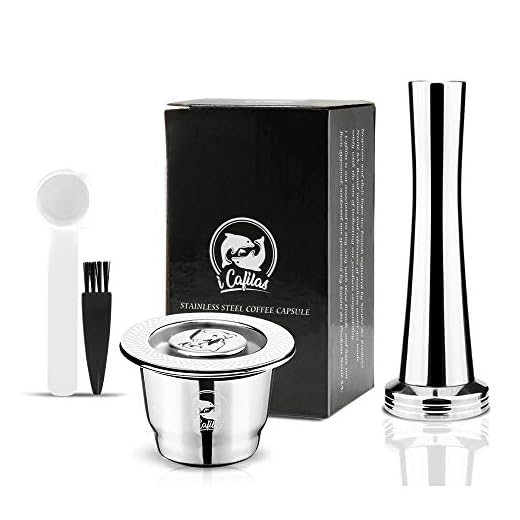 Cápsulas de café de acero inoxidable y metal reutilizables para Nespresso,Cápsulas recargables para el hogar o para cafeterías ,Tamper + Capsule