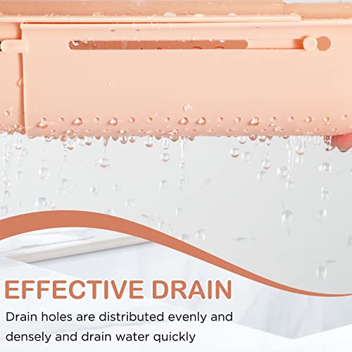 Roshtia 4 Pcs Over The Sink Colander Strainer Basket Collapsible Colander Extendable Kitchen Sink Strainer To Wash Vegetables Fruits Drain Pasta Noodle Food, 7.9" W X 14.2-19.4" L X 2.75" H, Pink Grey #TOP3