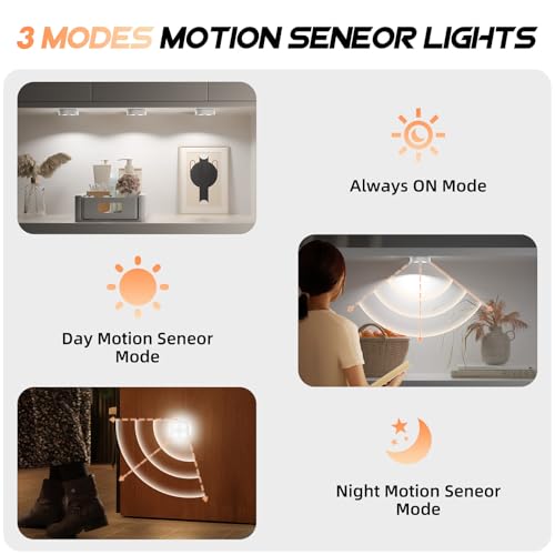 Image of 3PCS Motion Sensor Step Light, Rechargeable Puck Lights with Remote, Under Cabinet Lights with 3 Colors&RGB, Magnet Stick on Light for Closet, Hallway, Stairway, Bathroom, Bedroom, Kitchen