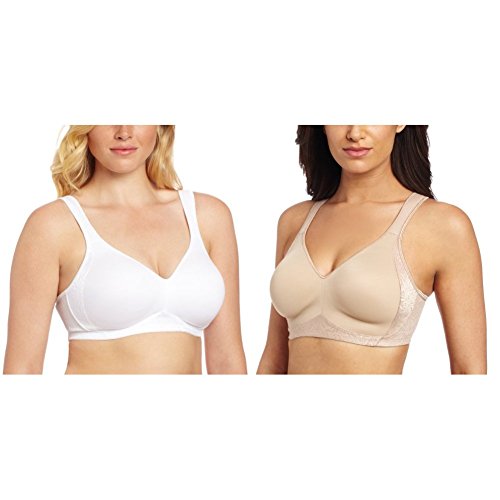 Playtex Women's 2 Pack 18 Hour Seamless Smoothing Bra, White/Nude, 38D