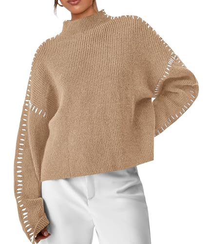 PRETTYGARDEN Women's Chunky Knit Sweaters 2025 Fall Long Sleeve Mock Neck Oversized Pullover Tops Winter Fashion Clothes