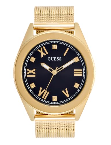 Image of Guess Mens 44 mm Noble Black Dial Stainless Steel Analog Watch - GW0495G2