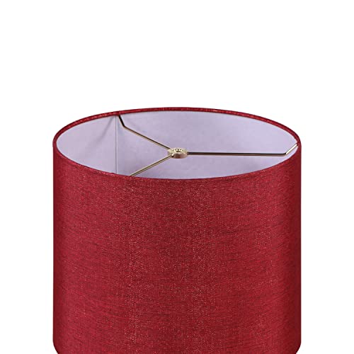 Image of Aspen Creative 31107 Transitional Drum (Cylinder) Shaped Spider Construction Lamp Shade in Rich Red Burlap Texture Fabric, 12 inch Wide (12 inch x 12 inch x 10 inch)
