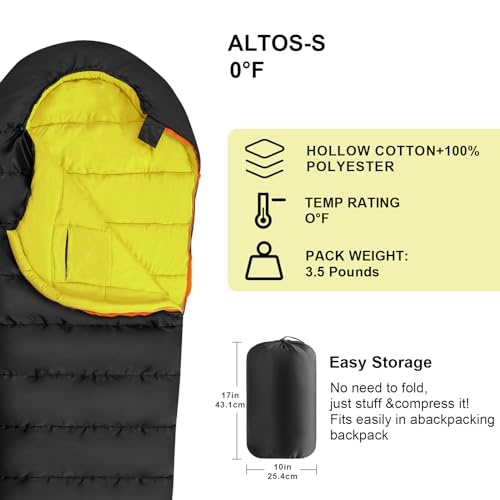 KAMPKEEPER Bolsa de Dormir Momia para Adultos, Para Camping en Clima Frío, 3-4 Estaciones, Cremallera Anti-Enganches con Capucha Ajustable para Mochilero y Senderismo miniatura 3