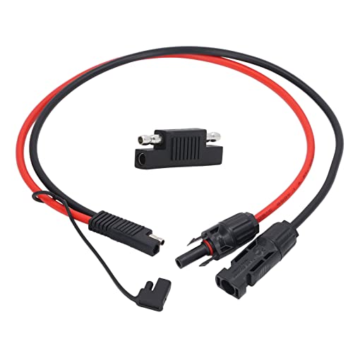 Culnflun Cable de extensión SAE para panel solar, 10 AWG, 0,60 m, desconexión rápida, cable adaptador, conector fotovoltaico solar con tapa a prueba de agua, conectores hembra y ma