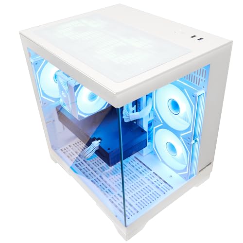 Image of Gaming PC Desktop, AMD Ryzen 5 5600 6-Core 12 Threads, RX 6600M 8GB, 16GB RAM, 1TB SSD, Software-Controlled ARGB Lighting, Windows 11, 1080P Gaming Computer, White
