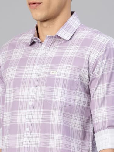 Image of Majestic Man Comfort Slim Fit Pure Cotton Checked Casual Shirt