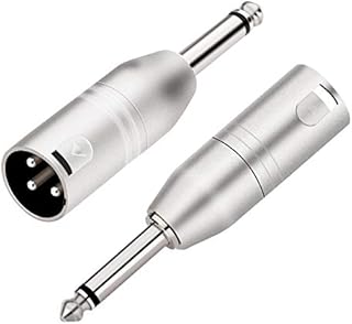 TISINO Mono Jack to XLR Adapter, Unbalanced Quarter Inch 6.35mm TS Male to XLR Male Adapters - 2 Pack