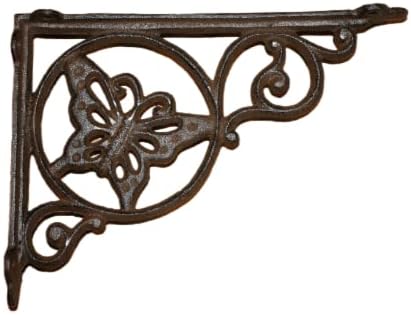 Set of 6 - DIY Cast Iron Butterfly Design Shelf Bracket B-16-6