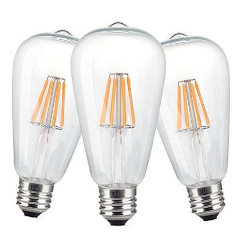 3X LED�d���G�W�\���d�����g���r���e�[�WLED�t�B�������g�d���A60W���M�����A�E�H�[���z���C�g6W E27 ST64 2200K�A�J���[�F2�s�[�X(3 piece)