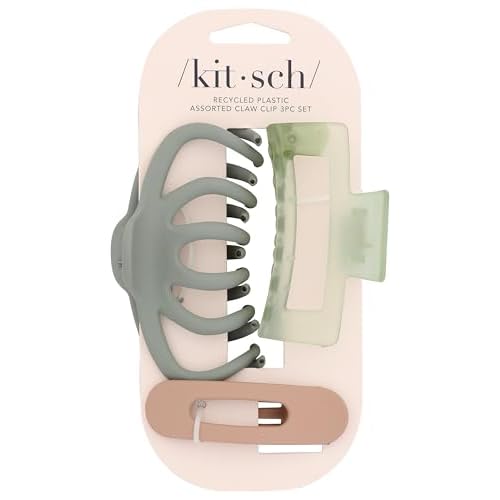 Kitsch Large Assorted Hair Clips for Women, Medium Open Shape Hair Claw Clips for Thick Hair, Flat Lay Hair Clip & Big Octopus Claw Clip for Teen Girls, Hair Styling Accessories, 3 pcs