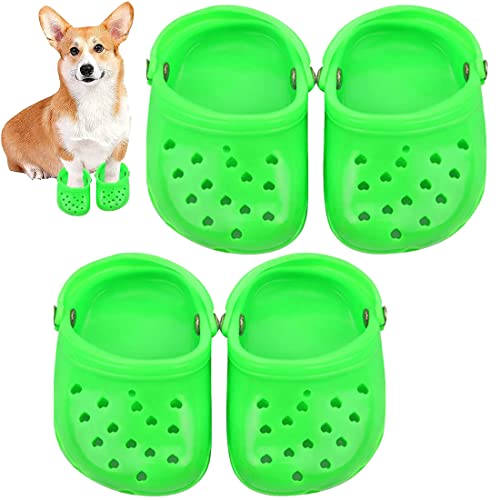 TLBL Sandalias para Perros,Sandalias de Perro Color Caramelo con Suela Antideslizante Resistente Transpirables Malla Suave Pantuflas Adecuado para Cachorro (2 Pares Verde) Cover