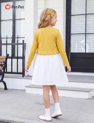 Image of PATPAT Girls Cardigan Bolero Size 4-12 Years Kids Knit Long Sleeve Ruffle Open Front Button Cover Up Cropped Tops for Girls