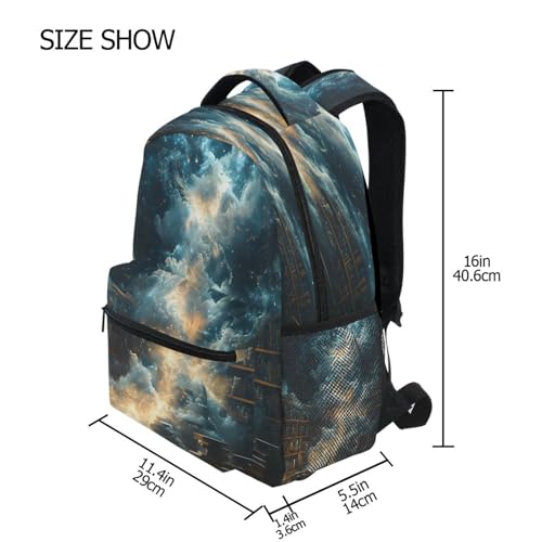 Bookshelf Bookworm Cloud Sky Backpack for School Boys Girls Adults Kids Bookbag Laptop Bag 15L4