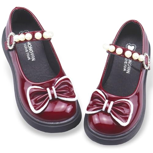 Image of Girls Mary Janes Shoes Toddler Dress Shoe School Uniform Oxford Flats | Elegance Comfort Cute Sweet Functional Sturdy Fit Widen Soft cushioned Non-slip Party Wedding Christmas Easter Gifts