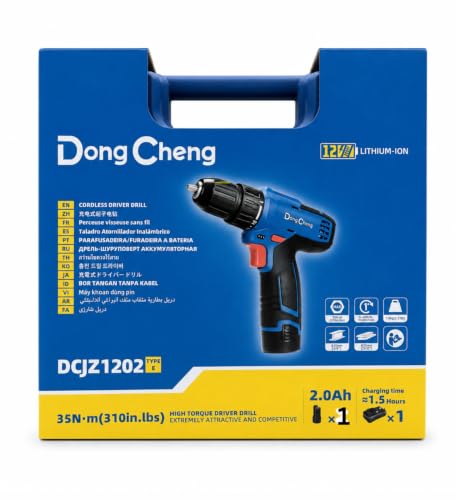 Image of DongCheng Cordless Drill 12 V | 10 mm | 35 N.m Torque | 2 Speed Mode | 1 x Battery | 1 x Charger | 1 x MultiPurpose Drill Bit | 1 x ScrewDriver Bit | 1 x Pair Of Hand Gloves | DCJZ1202 E |