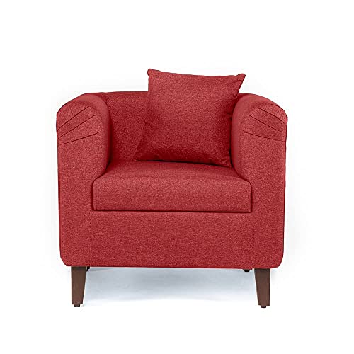 Image of Wakefit Miami Living Room Sofa, Fabric, Omega Red - 3 Year Warranty, 1 Seater