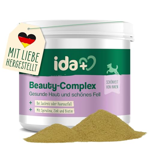 ida+ – Beauty Complex 350 g – levadura de cerveza y biotina perros – apoya la piel y el cuidado del pelo del perro – contra el picor para perros – con espirulina alga y zinc para perros – piel cuidada