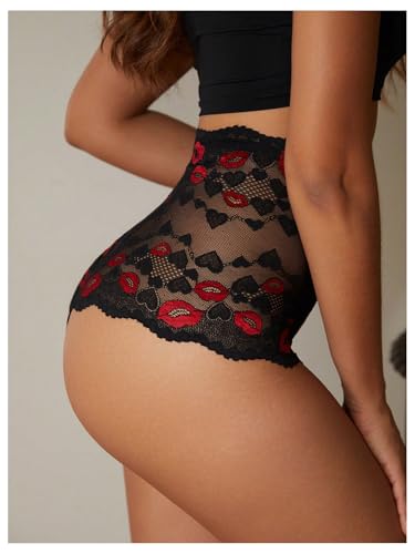 Image of WDIRARA Women's Plus Size Sheer Lace Boyshorts Underwear Sexy High Waisted Boxer Briefs Panties