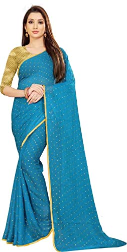 DIRGH Women's Chiffon Saree With Blouse Piece - Star_01