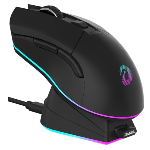DAREU EM901X Wireless Gaming Mouse with Charging Dock Rechargeable RGB,12K