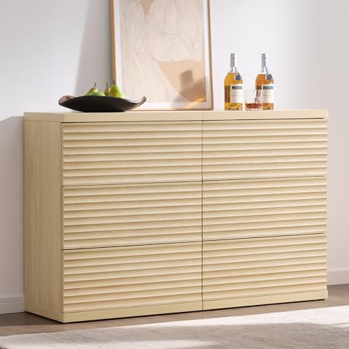 Image of SICOTAS Buffet Cabinet with Storage, Fluted Accent Sideboard Modern Credenza with Larger Drawers, Mid Century Media Console Coffee Bar Table Liquor Cabinet for Dining Room Entryway Kitchen (4 Pieces)