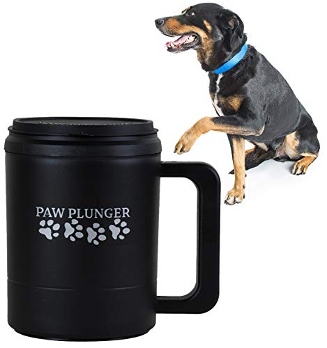 Paw Plunger for Large Dogs – Portable Dog Paw Cleaner for Muddy Paws – This Dog Paw Washer Saves Floors, Furniture, Carpet and Vehicles from Paw Prints – Soft Bristles, Convenient Cup Handle, Black