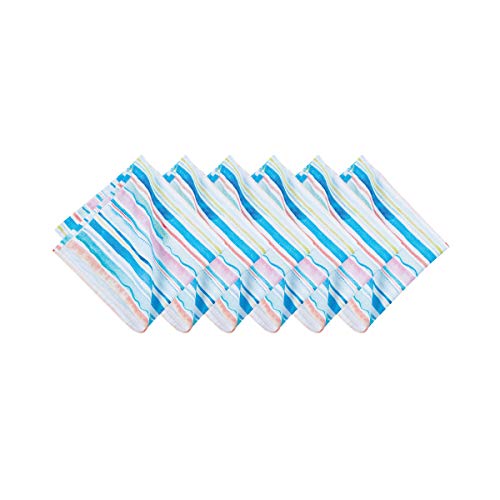 Servilletas de tela cuadradas rayadas azules pack 6 miniatura 2