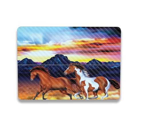 Image of MightySkins Carbon Fiber Skin Compatible with Microsoft Surface Laptop Studio 2 (2023) Full Wrap Kit - Wild Horses | Protective, Durable Textured Carbon Fiber Finish | Easy to Apply | Made in The USA