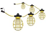 Construction Lights, Work Lights, String Light, String Lights Construction, Temporary Lighting, 100 Foot String with 10 Medium Base Sockets Indoor and Out-Door