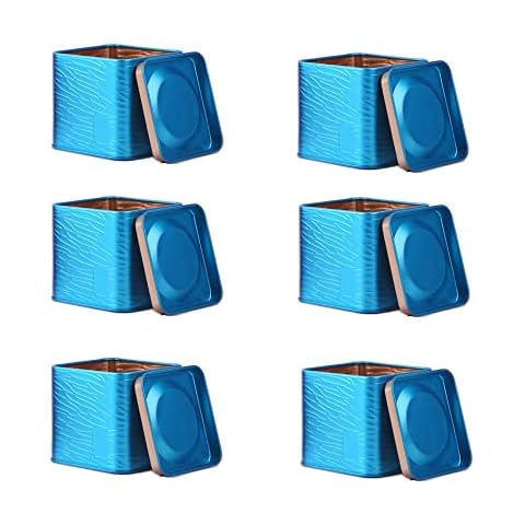 LONG XIN SERIES 6 Pcs 2.95"x 2.95"x2.83" Square Tin Can Empty Cube Tin Box Storage Container kit Cover