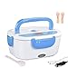 Produktbild Nifogo Elektrische Lunchbox Speisenwärmer - 2-In-1 Heizung Brotdose für Auto und Büro, 12V / 220V, Edelstahl Warmhaltebox Tragbare Food Box mit 2 Abteilen (Blau + Handschuhe)