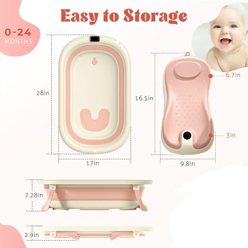 Image of MOPPETS Moppet Elite Silicone Folding Baby Bath Tub with Silicone Baby Folding Bather /Bathrack, Newborn to Toddler Safe Bathtub (0-3 Years) Elite Combo (Grey)