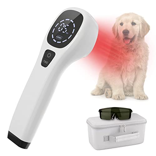 iKeener Pet/Vet Therapy Device,Cold Laser Therapy Relieve Animal's Muscle Joint Pain,Portable Handheld Red Light Therapy Device,for Dogs,Cats,Horses and Others (White