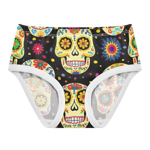 Cotton Toddler Underwear Custom Colorful Sugar Skull Skeletons Floral Girl Panties Cute Funny Briefs Underpants 2t