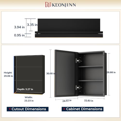 Image of Keonjinn 24 inch x 30 inch Bathroom Medicine Cabinet with Mirror, Oil Rubbed Bronze