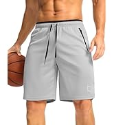 G Gradual Men's Gym Shorts wtih Zipper Pocket 9" Athletic Basketball Mesh Shorts for Men Workout ...