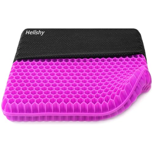 Image of Helishy Gel Seat Cushion, Double Thick Egg Gel Cushion for Pressure Pain Relief, Breathable Wheelchair Cushion Chair Pads for Car Seat Office Chair (Violet)