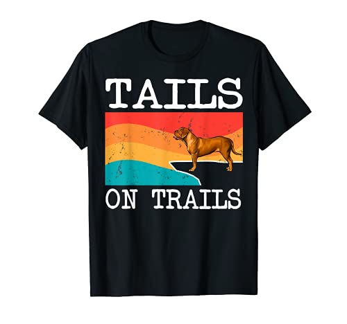 Tails On Trails Dogues de Bordeaux Dog Funny Hiking T-Shirt, Black