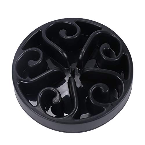 HO2NLE Comedero Antiansiedad Perro Bol Antivoracidad Gato Cuenco de Alimentacion Lenta Antideslizante para Cachorro Perro Gato Pequeño y Grande 19.5 x 3.7cm Negro