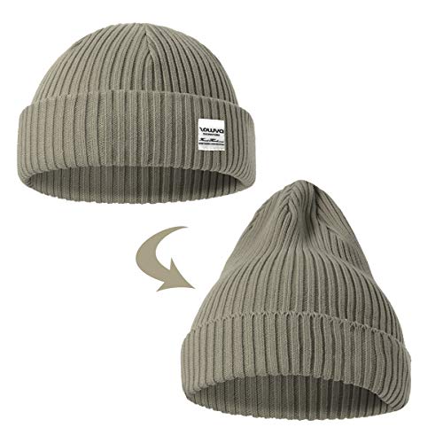 ZOWYA Fisherman Beanie or Regular Cuff Knit Beanie for Men & Women Warm 2 in 1 Rib Watch Cap Classic Slouchy Skull Cap Winter Ski Hat Daily Gift Beanie Hats Acrylic 1 Hat 2 Style (Olive 2)