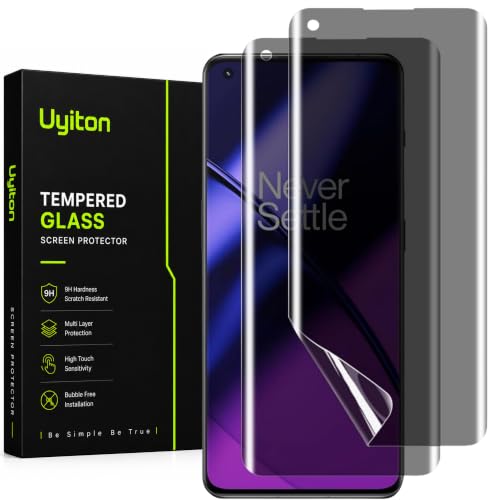 Image of Uyiton 2 Pack Privacy Screen Protector for OnePlus 11 (6.7-inch Curved Display) | Anti-Spy HD Clear Flexible Film | Bubble-Free Easy Installation Kit | Scratch Resistant | Case Friendly | Touch Sensitive