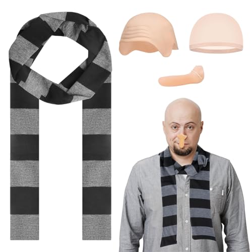 Fantasia de Halloween para homem, gorro de látex para careca, acessórios para fantasia careca, fantasia de gru, fantasia de minions, fantasia de dramatização para adultos, para Halloween carnaval