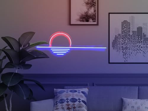 Image of LED Decorative Lights USB Mountains Sunrise Sunset Led Neon Signs Home Decoration Wall Art Holiday Gift Brightness Adjustable 16.5''x9.5''