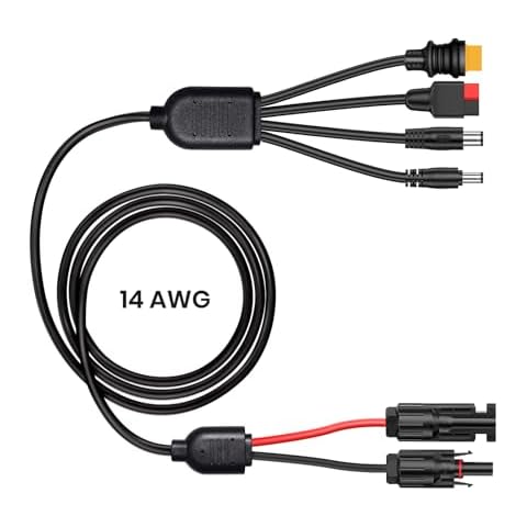 FlexSolar 14AWG Solar Charge Cable Solar Connector to XT60, DC7909(8mm) DC5521 Anderson Adapter Connector Connect Solar Panel for Portable Power Station & Solar Generator (2M/6.5Ft) Cover