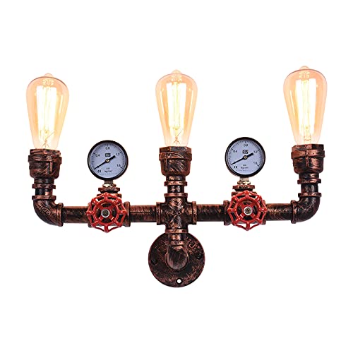 OYIPRO Rétro Applique Vintage Applique Murale 3 Lumière E27 pour Décoration Restaurants Coffee Club (Sans ampoules)