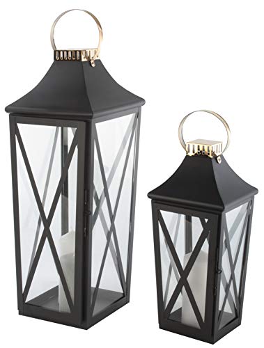 Laterne 2er Set XXL Metall Gartenlaterne Windlicht – Deko Laterne für Innen & Außen – Kerzenhalter für Balkon, Wohnzimmer, Garten
