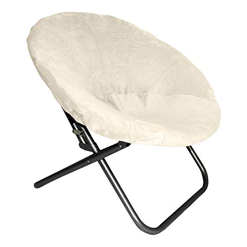 Happy Trade Saucer Moon Chair Cover Super Soft (Ivory) Round Chair Cover – Premium Saucer Chair Cover Stretchy and Lightweight Papasan Cover Replacement Designed for Seats 28-30-inch x 29-32-inch…