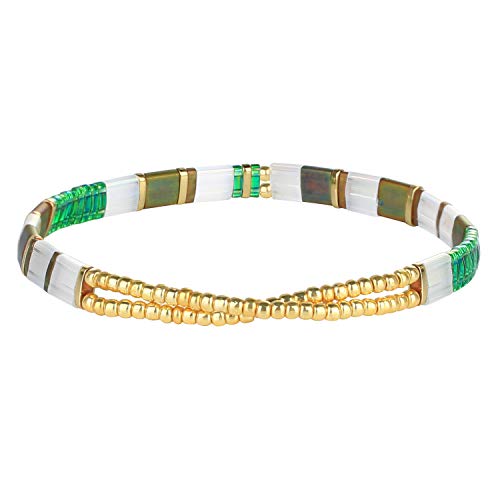 KELITCH Tila Bracelet for Women Simple Stretch Colorful Beaded Bracelet Handmade Bracelet Summer Fashion Charm Jewelry