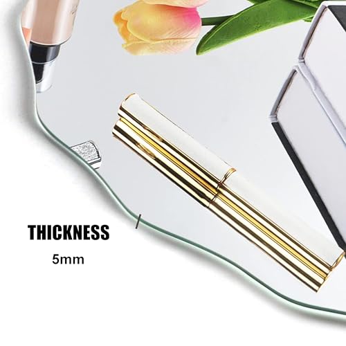 Image of Rousrie Frameless Wall Mirror for Bathroom, Glass, Modern, Clear, Rectangle, 60 x 45 Centimeters, Wall Mount (1, Unique)